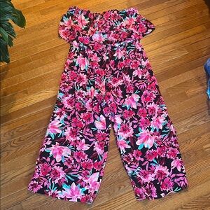 Floral Pink and Black Jumpsuit